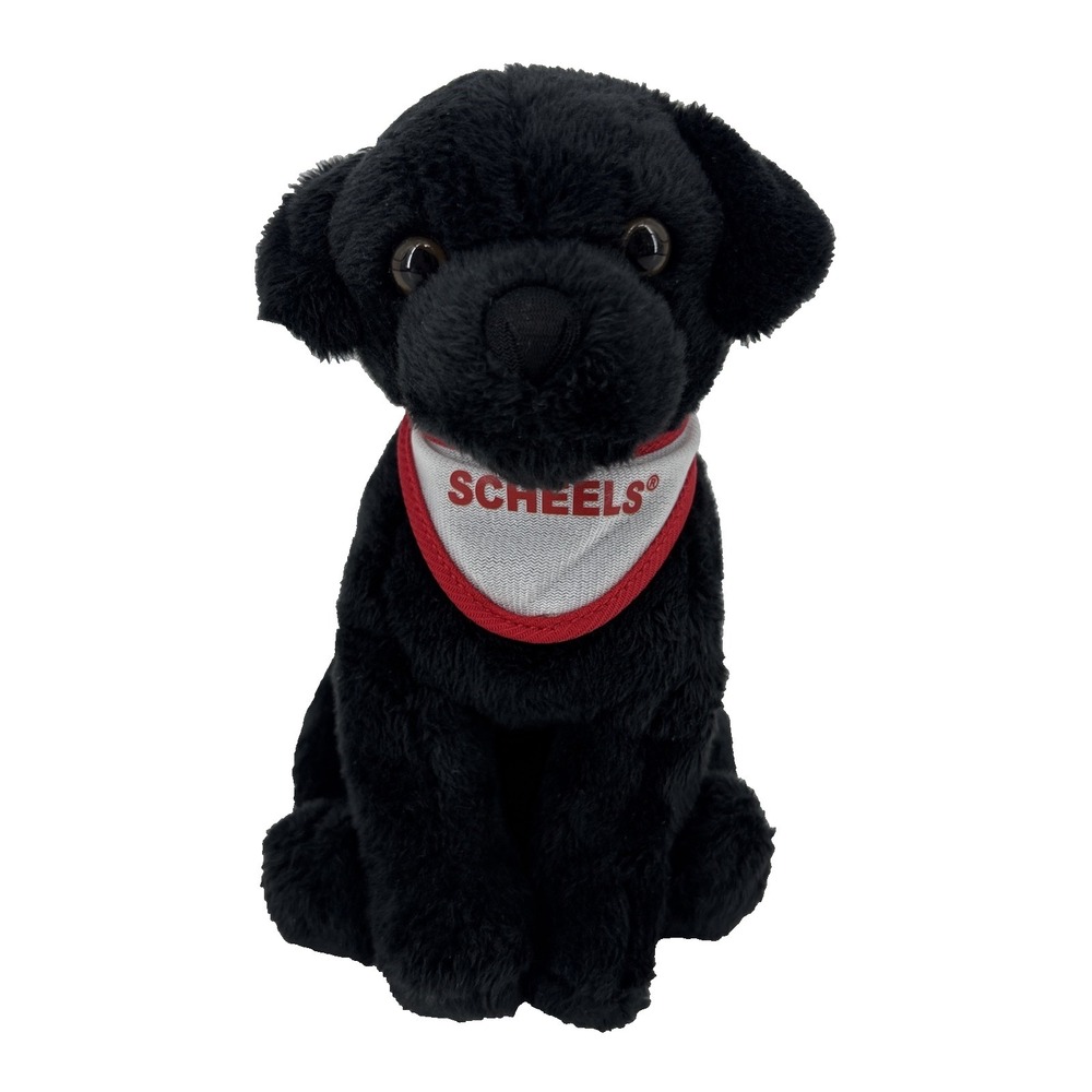JAAG Scheels 6.5" Sitting Black Lab / Labrador Plush Puppy‎ with Neck Scarf Toy